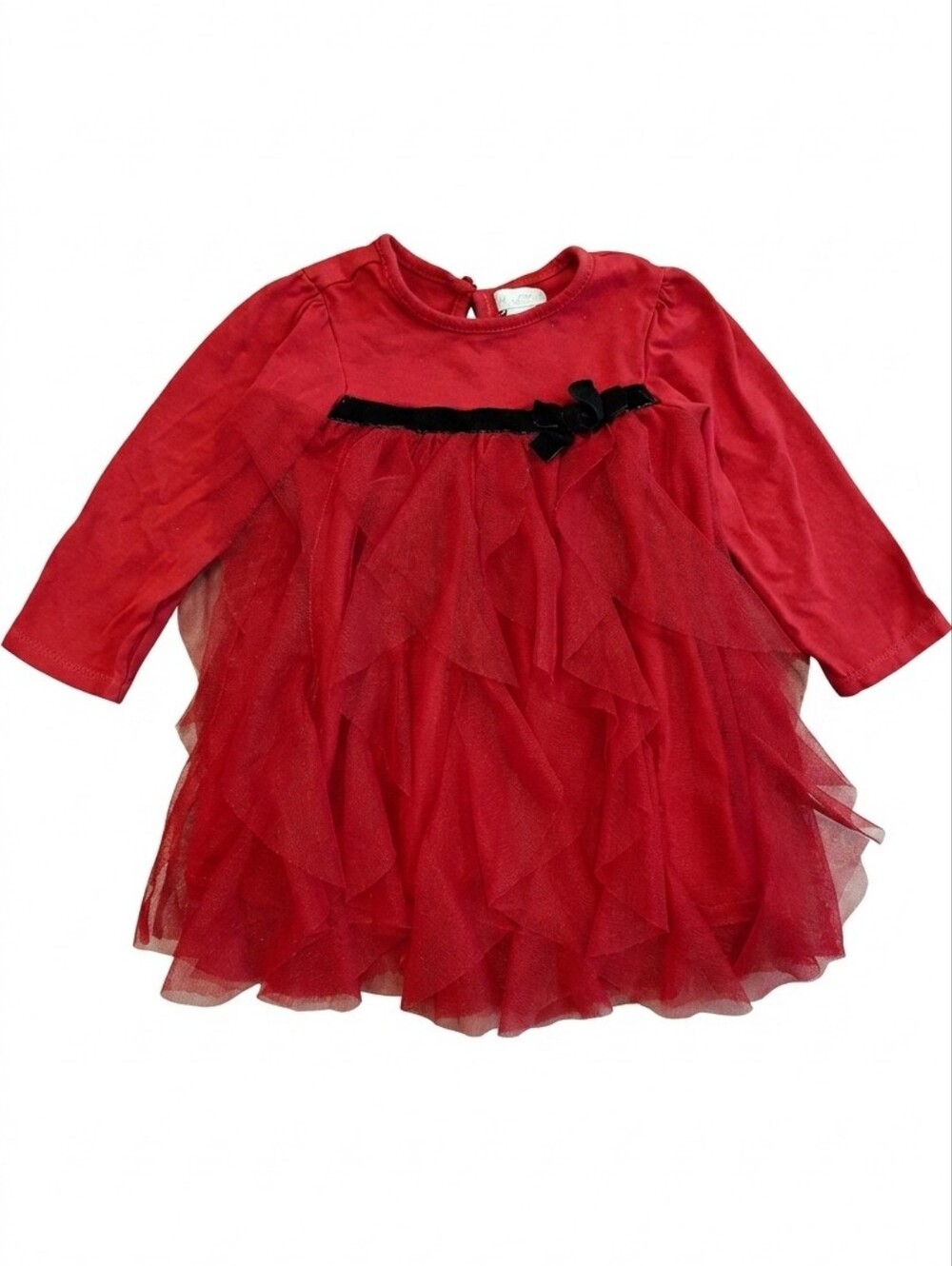 Childrens Place Ruffled Tulle Dress Velvet Ribbon Bow Christmas Valentines